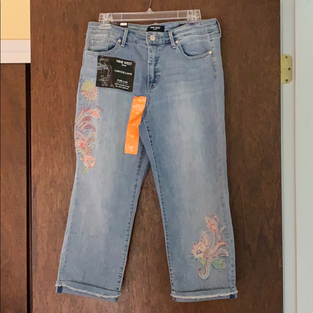 Capri length jeans.
